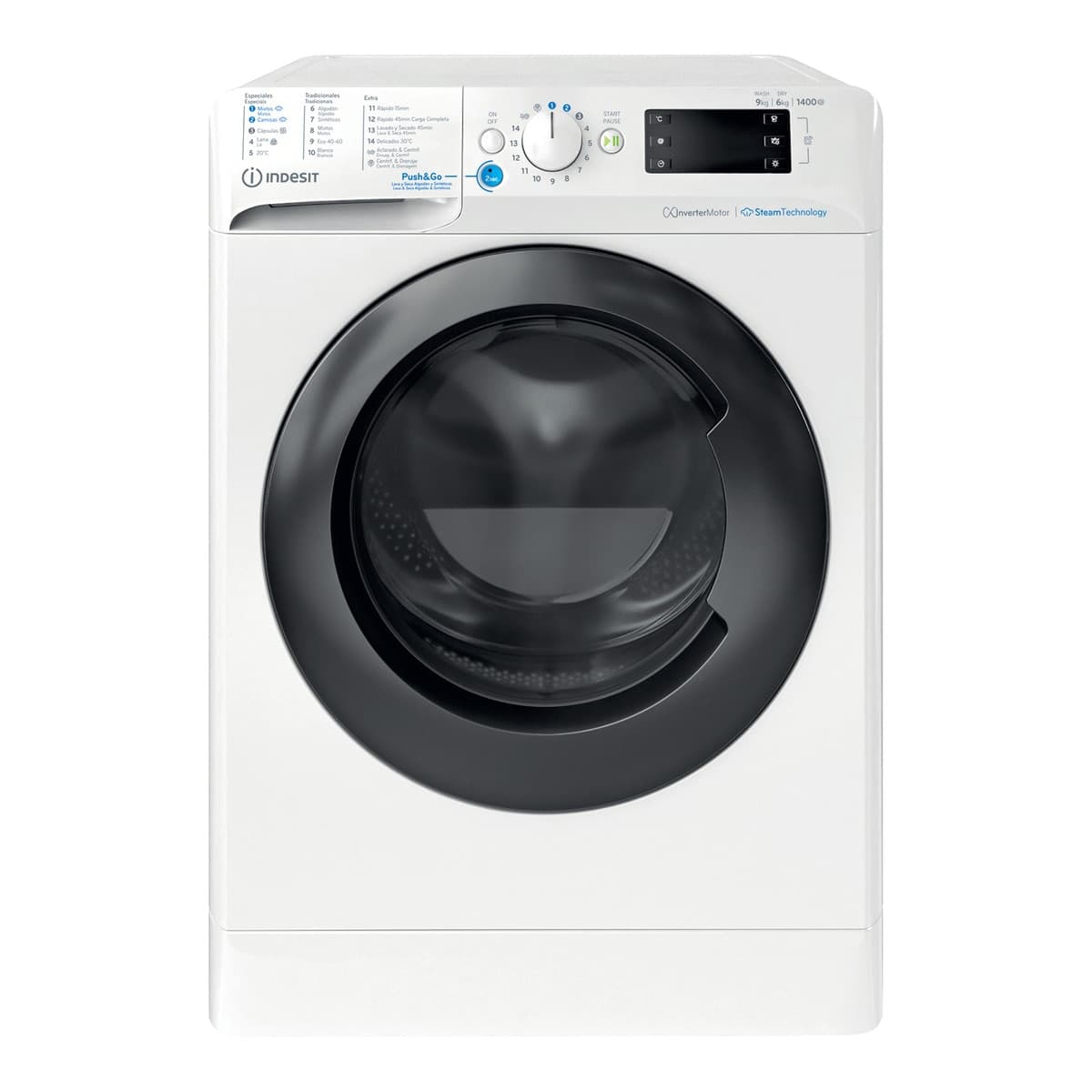 Indesit - Lavadora secadora Indesit 9 kg/ 1.400 rpm - BDE 96435 WKV SPT.