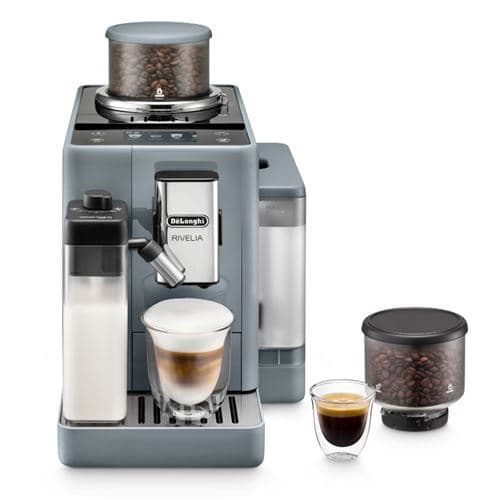 Cafetera Superautomática - De'longhi Rivelia Exam440.55.g, Molinillo Integrado, 2 Depósitos De Café, Lattecrema Hot, 16 Recetas, 19 Bar, 1450 W, Gris