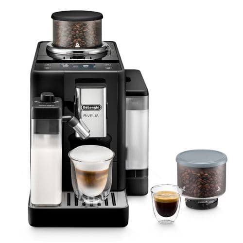 Cafetera Superautomática - De'longhi Rivelia Exam440.55.b, Molinillo Integrado, 2 Depósitos De Café, Lattecrema Hot, 16 Recetas, 19 Bar, 1450 W, Negro