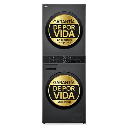 Torre de lavado y secado | LG WT1210BBF, Direct Drive con inteligencia artificial, Bomba de calor Dual Inverter, 12kg lavado, 10kg secado, 1400rpm, clasificación A-10/C - WT1210BBF.APBQQES